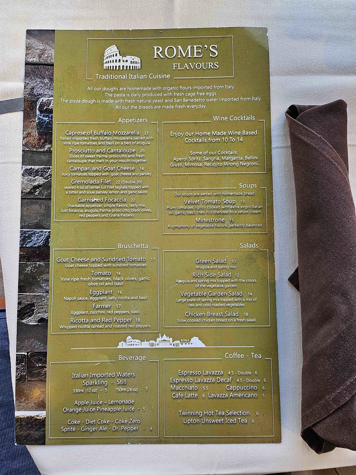 vertical menu with green background and menu items